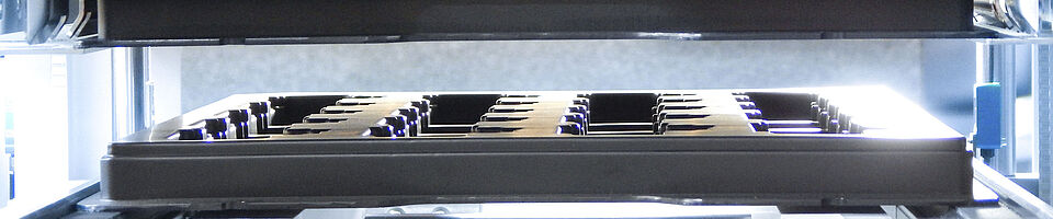 Interior of a stacking unit.