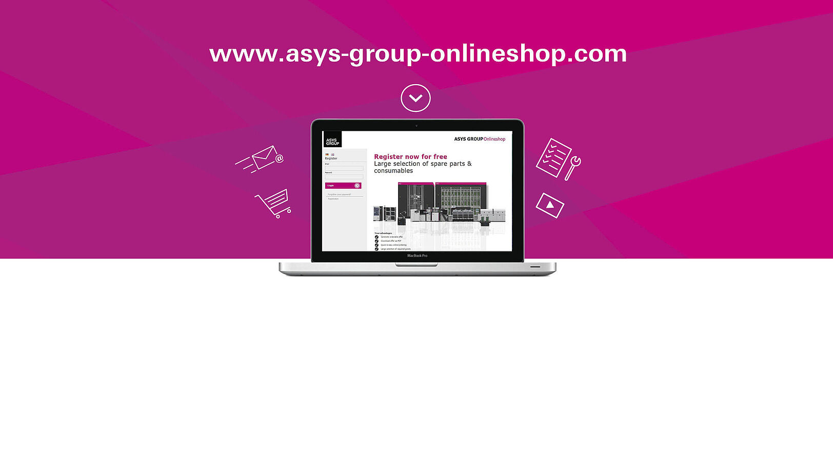 ASYS Online Shop, laptop with online shop website