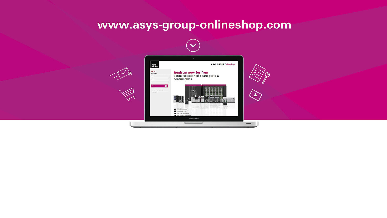 ASYS Online Shop, Laptop mit Online Shop Website