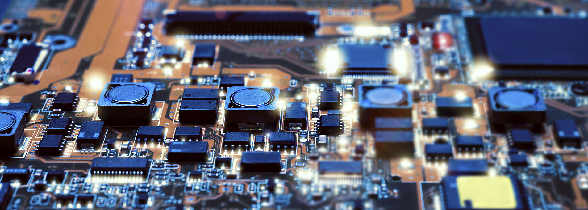 Top view of a printed circuit board.