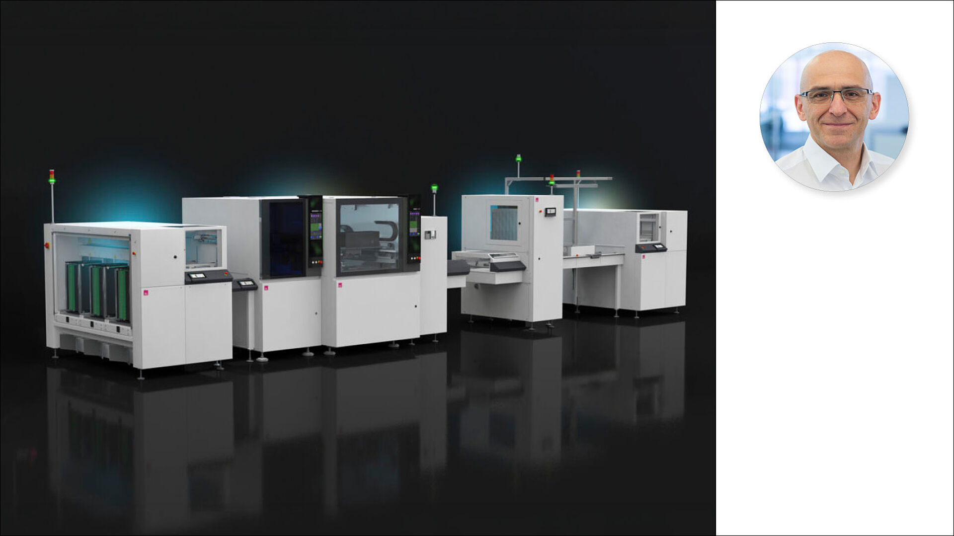 Machine line of the new GenS series with a person portrait displayed next to it.