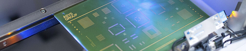 Interior view of a laser scanning machine, laser on a printed circuit board.