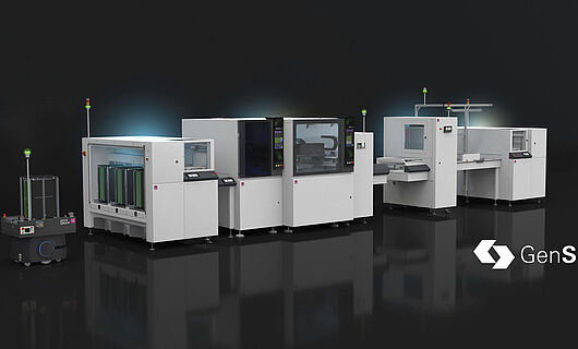 Modern machine line on a black background.