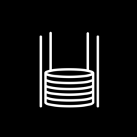 White pictogram of a stack of component reels in a holder on black background.
