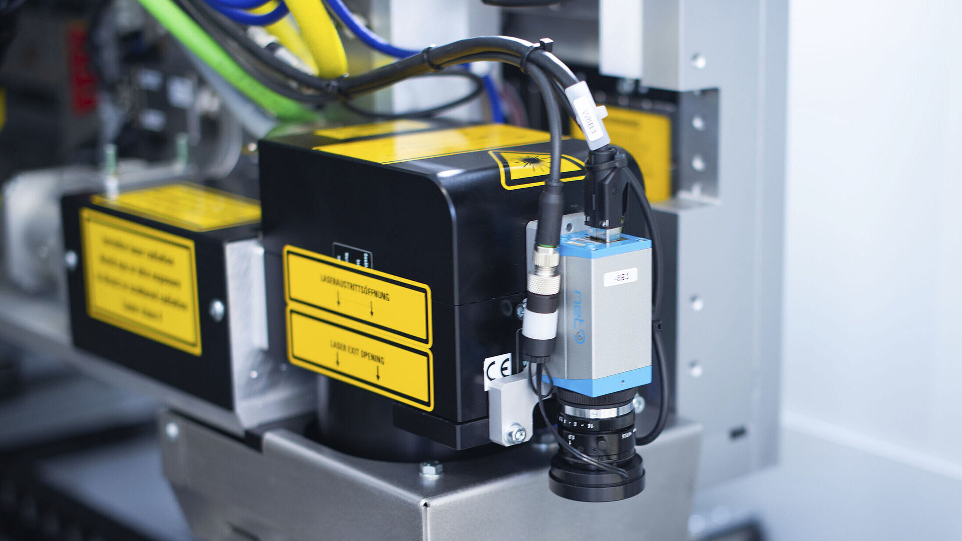 Interior view of a fiber laser machine.