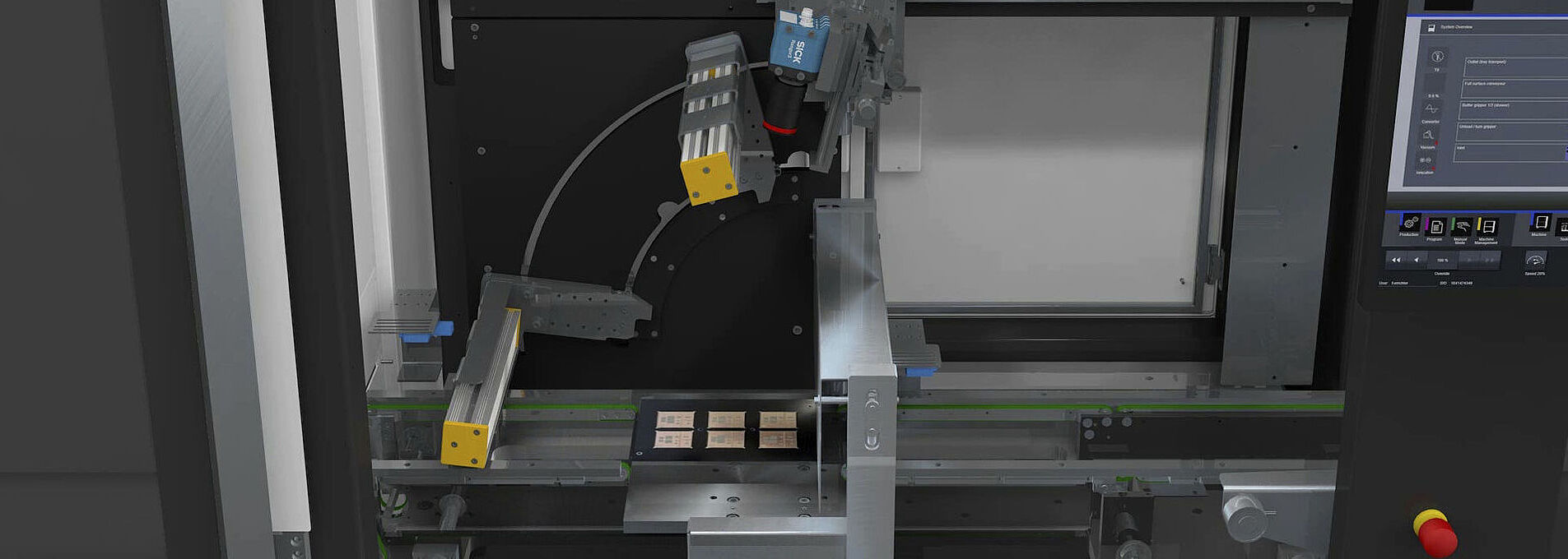 Interior view of an inline inspection machine.