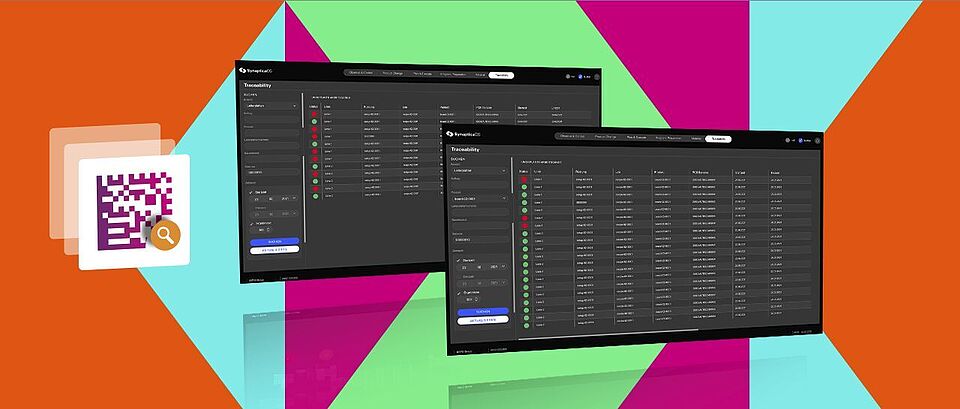 Graphic showing two screens.