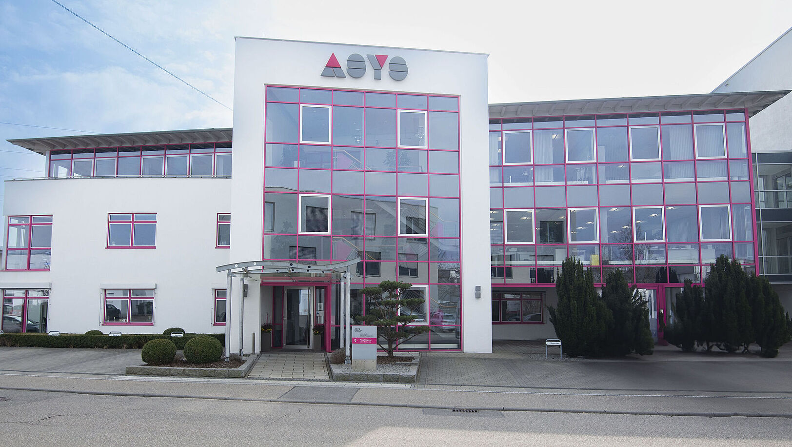 Front view of a building.