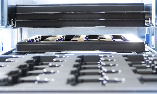 Interior of a stacking unit.