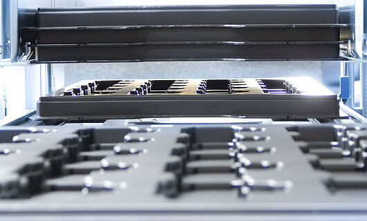 Interior of a stacking unit.