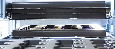 Interior of a stacking unit.