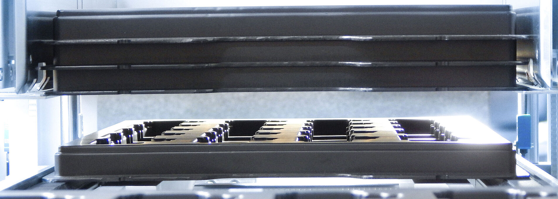 Interior of a stacking unit.