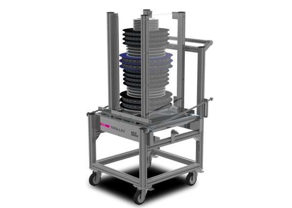 Trolley with component rollers.