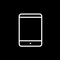 White pictogram of a tablet on black background.