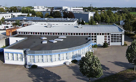 Top view of a flat building.